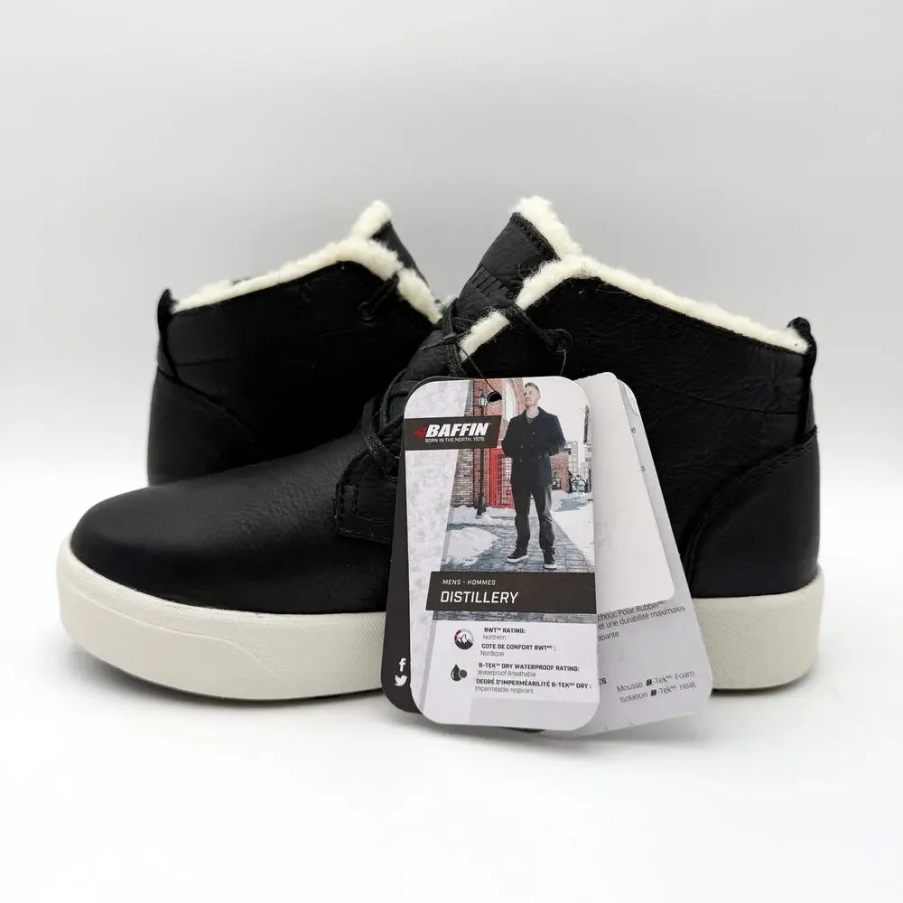 Baffin Mens Distillery Ankle Boots US 9 EU 42 Black Leather Winter Insulated NIB